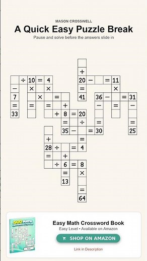 Easy Arithmetic Crossword | A Quick Puzzle Break