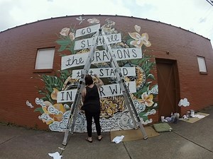9K views · 324 reactions | Our friend Kim Radford painted this gorgeous mural featuring the lyrics from our song Dragons. It's located in the heart of East Nashville, the neighborhood Ellie and I have lived in for over 13 years. Stop by, take a photo, and tag the location. Every week, between now and Christmas, we will pick one visitor a week who tags the mural to win a Dragons prize pack. Click the location tag on this post to swing by. | Drew Holcomb and the Neighbors | Facebook