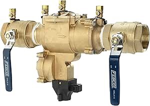 Febco LF860 Series 1" Lead-Free Bronze Reduced Pressure Zone Backflow Preventer Assembly, Quarter Turn Shutoff, Small Diameter, Flood Sensor with SentryPlus Alert Technology for Relief Valve