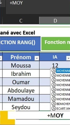 📩 Formation Excel disponibleCalcul automatique de la moyenne👉 =MOYENNE()📈 Suivi des notes &