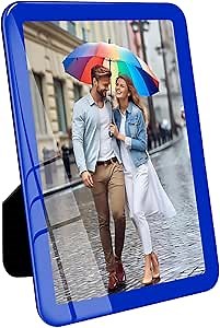 Bluesun 4x6 picture frame blue, picture frames glass, hanging picture frame, Matted for wall and tabletop Decor (4x6, blue)