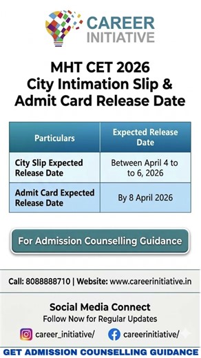 MHT CET 2026 City Intimation Slip & Admit Card Release Date #mhtcet #mhtcetlatestupdates #jeemain
