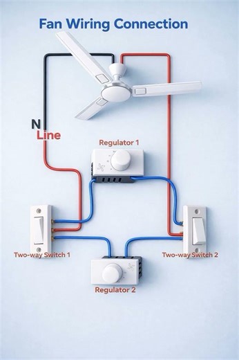 Fan wiring connection. #fan #wiring #electrical #videoshort
