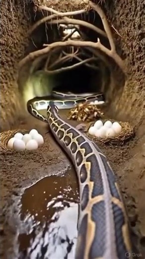 Python’s Eye View Inside a Hidden Jungle Burrow 🐍#fyp #python #snake #explore #viral #ai