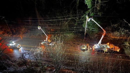 Thousands face power outages as strong winds topple trees across the Pacific Northwest