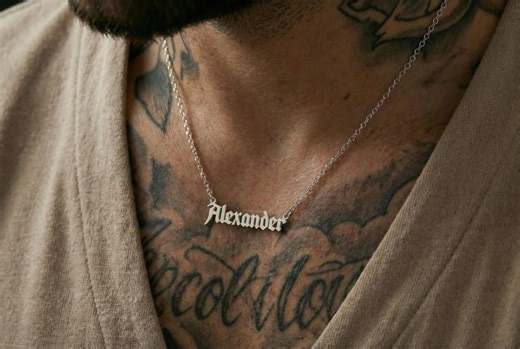 Medieval Typography Name Necklace · Silver Name Necklace · Personalized Name Necklace · Gift for Him - Etsy