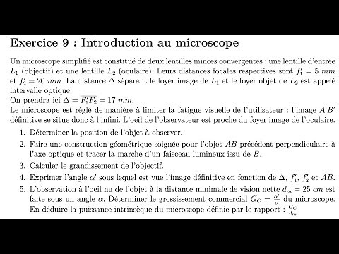 Correction of a geometric optics exercise: microscope. (Ex 9)