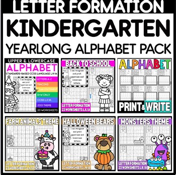 Alphabet Tracing & Letter Formation Worksheets Bundle | Yearlong Kindergarten
