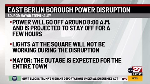 Planned power disruption for Met-Ed customers in East Berlin