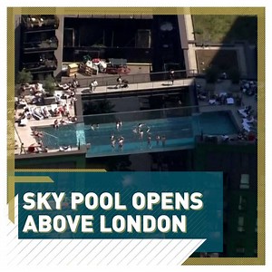 1.7K views · 49 reactions | ‍♀️ Would you be brave enough to float 35 meters off the ground? London’s dizzying Sky Pool, a world’s first, has welcomed the first daring swimmers to its waters suspended high above street level, as the capital at last enjoys some sunny warm weather. Read more: https://newseu.cgtn.com/news/2021-06-02/Swimmers-float-10-storeys-above-the-ground-at-London-s-Sky-Pool-10LJsV9mdfG/index.html Embassy Gardens | CGTNEurope | Facebook