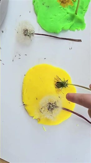 Dandelion Playdough Tray For Spring