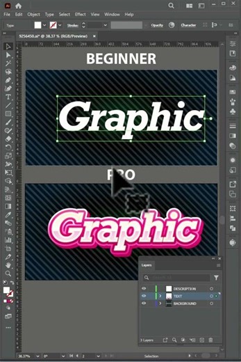 Beginner VS Pro Text Effects in Illustrator #illustrator #texteffect #design