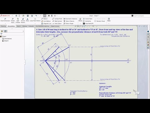 Projection of Lines _ SolidWorks Procedure_ Example 2