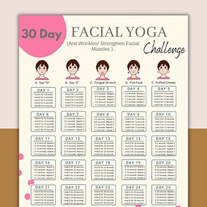 30 Day Facial Yoga Exercise | Wrinkle Removal Tips | Anti Aging Facial Challenge Facial Yoga Routine Daily Facial Exercise 30 Day Challenge - Etsy