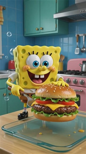 SpongeBob Makes the Ultimate Cheeseburger! 🍔😂 #shorts