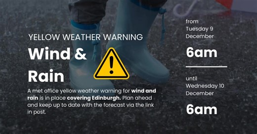 Yellow Met Office weather warnings for wind and rain associated with #StormBram are in place for Edinburgh today and into tomorrow. A Scottish Environment Protection Agency (SEPA) Flood Alert for Edinburgh and the Lothians has also been issued. | The City of Edinburgh Council