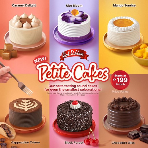 Small in size, big on flavor! 🎂✨ Choose among 6 flavors of petite cakes for even the smallest celebrations. | Red Ribbon Bakeshop