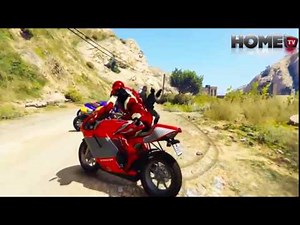 Color MotorCycles Jumping in Grand Canyon with superheroes - Cartoon video for kids
