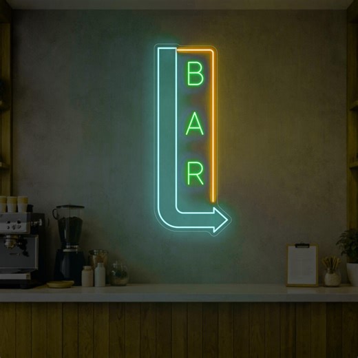 Vertical Neon Bar Sign, LED Arrow Light, Exterior Cafe Open Sign - Etsy