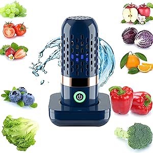 Fruit and Vegetable Washing Machine,Aqua Pure Purifier for Fruit,Fruit Cleaner Device for with OH-ion Purification Technology for Cleaning Fruit,Vegetable,Rice,Tableware (Dark Blue)