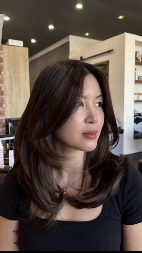 Medium Layer Haircut with Face Framing Techniques