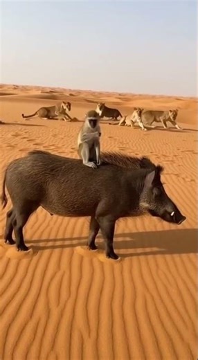 Monkey Ka Horn Aur Lions Ka Funny Reaction 🐒🦁#viralvideo #viral