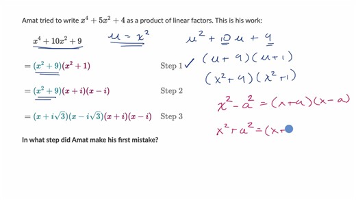 Factoring polynomials using complex numbers