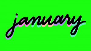 January handwritten month animated on green screen background