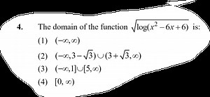 4. The domain of the function log(x2−6x 6)​ is:(1) (−∞,∞)(2) ... | Filo