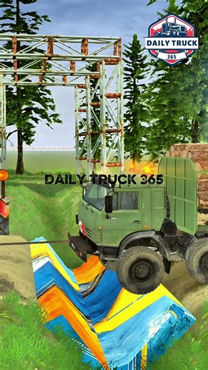 Massive Log Truck Crosses a Deep V Speed Bump!