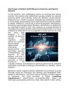 Belief in Exercise & Sports Science Worksheet Classwork Homework