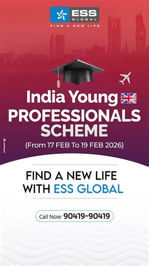 UK LOTTERY VISA THE FIRST BALLOT OF 2026 India Young Professionals Scheme BALLOT DATES 🟥 Ballot Opens: 17 FEB 2026 (Tuesday) 🟥 Ballot Closes: 19 FEB 2026 (Thursday) ELIGIBILITY ▶ Age: 18 to 30 Years Old ▶ Nationality: Indian ▶ Qualification: Must be a Graduate Apply today: 90419-90419 . . . #Essglobal #UKVisaSuccess #visaconsultants #UKCareers #InternationalOpportunities #ApplyNow | ESS Global Private Limited