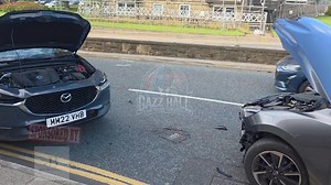 Serious RTC in Halifax town centre! Witnesses say they saw one car hit another and roll over! Thanks for the sponsor JB Window Cleaning | Gazz Hall