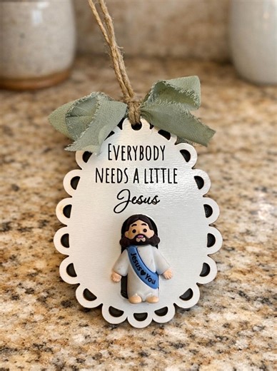 Mini Jesus Ornament, Farmhouse Christian Decor - Etsy