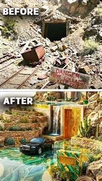 Abandoned Mine Turned Into Underground Mansion 🤯 #luxury #transformation #shorts