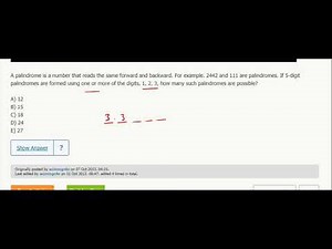 Combinatorics 5- A palindrome is a number that reads the same forward and backward...