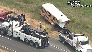14K views · 121 reactions | REAR-ENDED: Aerial footage shows the scene of a collision near Collin County, Texas, after authorities say an 18-wheeler slammed into the back of a school bus Thursday; officials say no one aboard the bus reported any serious injuries. www.abcnews.com | ABC World News Tonight with David Muir | Facebook