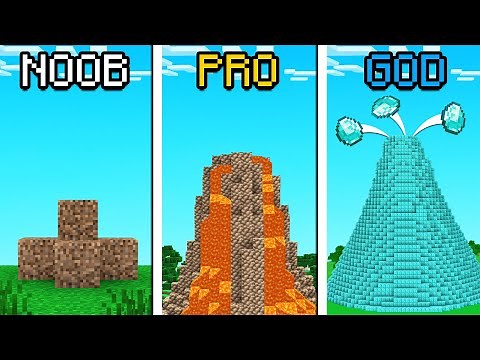 Noob VS Pro VS God Volcano challenge in Minecraft!