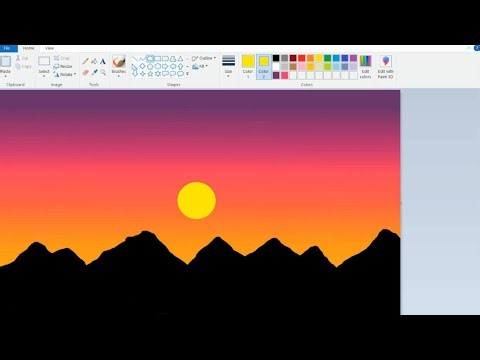 How to draw on computer | Scenery drawing | MS Paint tutorial | Beautiful moonlight scenery