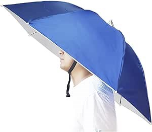 Umbrella Hat, 37 inch Fishing Umbrella Hat Hands Free Foldable UV Protection Umbrella Cap Adjustable Headwear for Fishing Golf Camping Beach Gardening Sunshade Outdoor