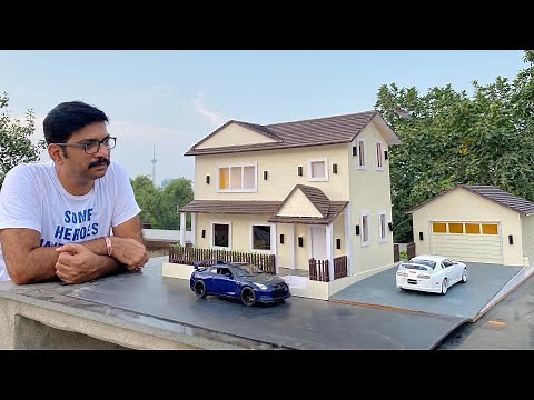 Making a Simple Model House with Garage 1/18 Scale Diorama | Miniature Homes