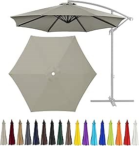10Ft 6 Ribs Patio Umbrella Replacement Canopy (Canopy only), Canopy Replacement UV Protection Waterproof Outdoor Table Market Yard Umbrella Top Outdoor Umbrella Canopy,Topaz,10FT