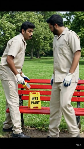 “Worker Ignores Wet Paint Sign 😂”