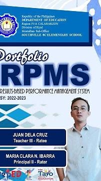 FREE, DOWNLOADABLE and EDITABLE RPMS PORTFOLIO TEMPLATE for SY:2022-2023