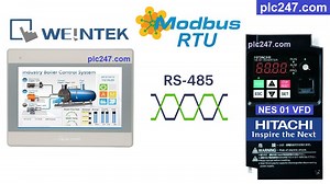 Weintek MT8071iE "Modbus RTU" Hitachi NE S1 Tutorial - plc247.com