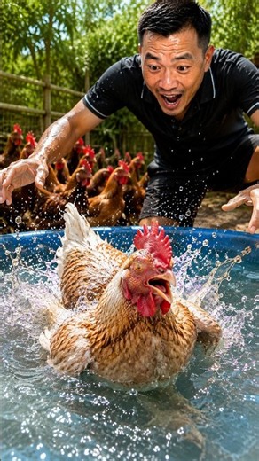 Chicken Farming | Can Chickens Really SWIM?! 💦🐔 #chicken #freerangechickens #raisingchickens #funny