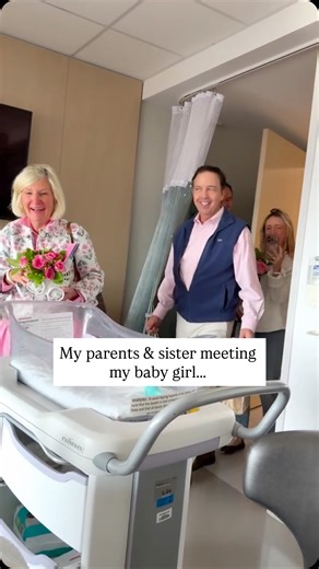 Amy Littleson McNitt on Instagram: "My family was at the hospital the day Molly was born, but didn’t get to come see us as I was getting treatment and being monitored for 12 hours before we moved to our Maternity room. So they came back the next day and it was all kinds of celebratory and emotional. 😭 Johnny and I kept her name a secret my entire pregnancy, so they’re learning it here for the first time! Molly was the name that my parents almost used for me, so it feels like it has their