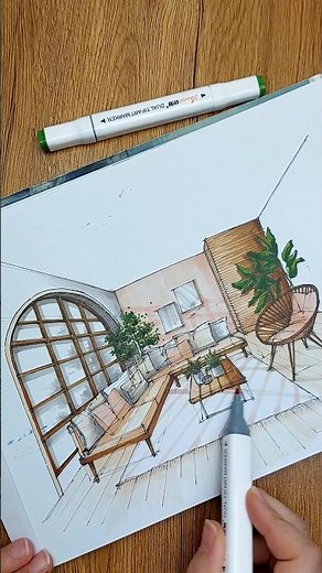 livingroom Interior Design Sketch Marker rendering 💚🤎 #interiorsketch #interiordesign #architecture