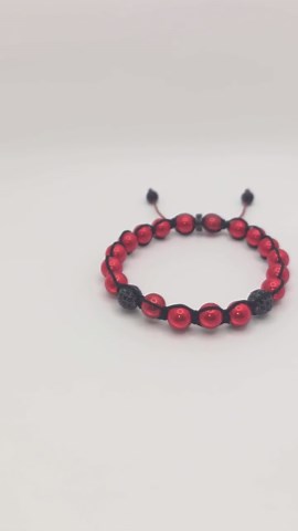 Handmade Red Beaded Bracelet With Black Accents, Adjustable Cord Jewelry - Etsy