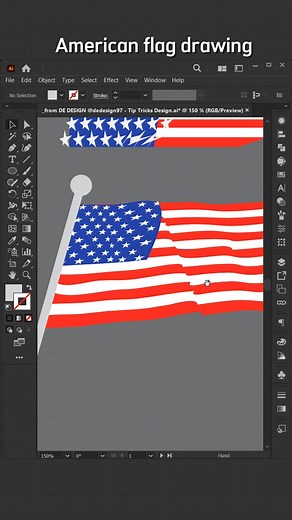 Flag American in Adobe illustrator #DEdesign #illustrationchallenge #illustrator #illustration #illustrationtutorial #design #graphicdesign #reelsviral | DEdesign